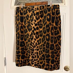 Luxurious Purr-Worthy Talbots Leopard Print Cotton Velvet Pencil Skirt Lined 14